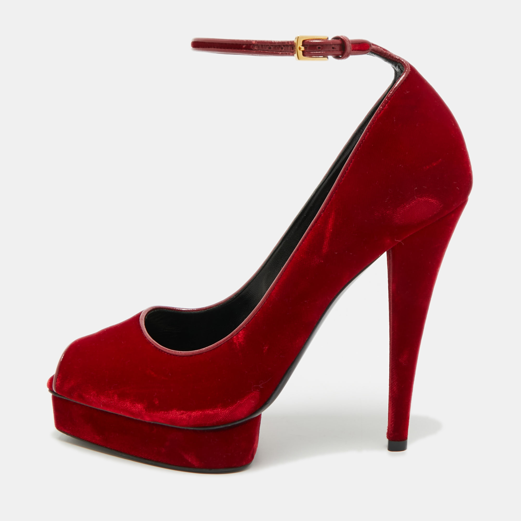 

Tom Ford Size  Red Velvet Peep Toe Pumps