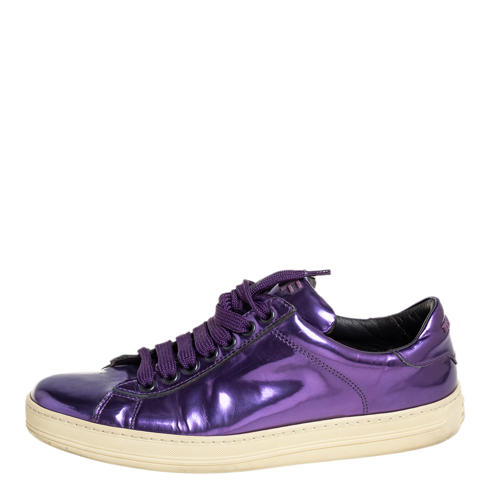 

Tom Ford Metallic Purple Leather Low Top Sneakers Size