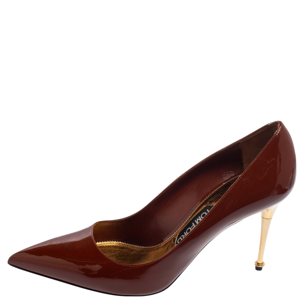 

Tom Ford Brown Patent Leather Pointed Pumps Size