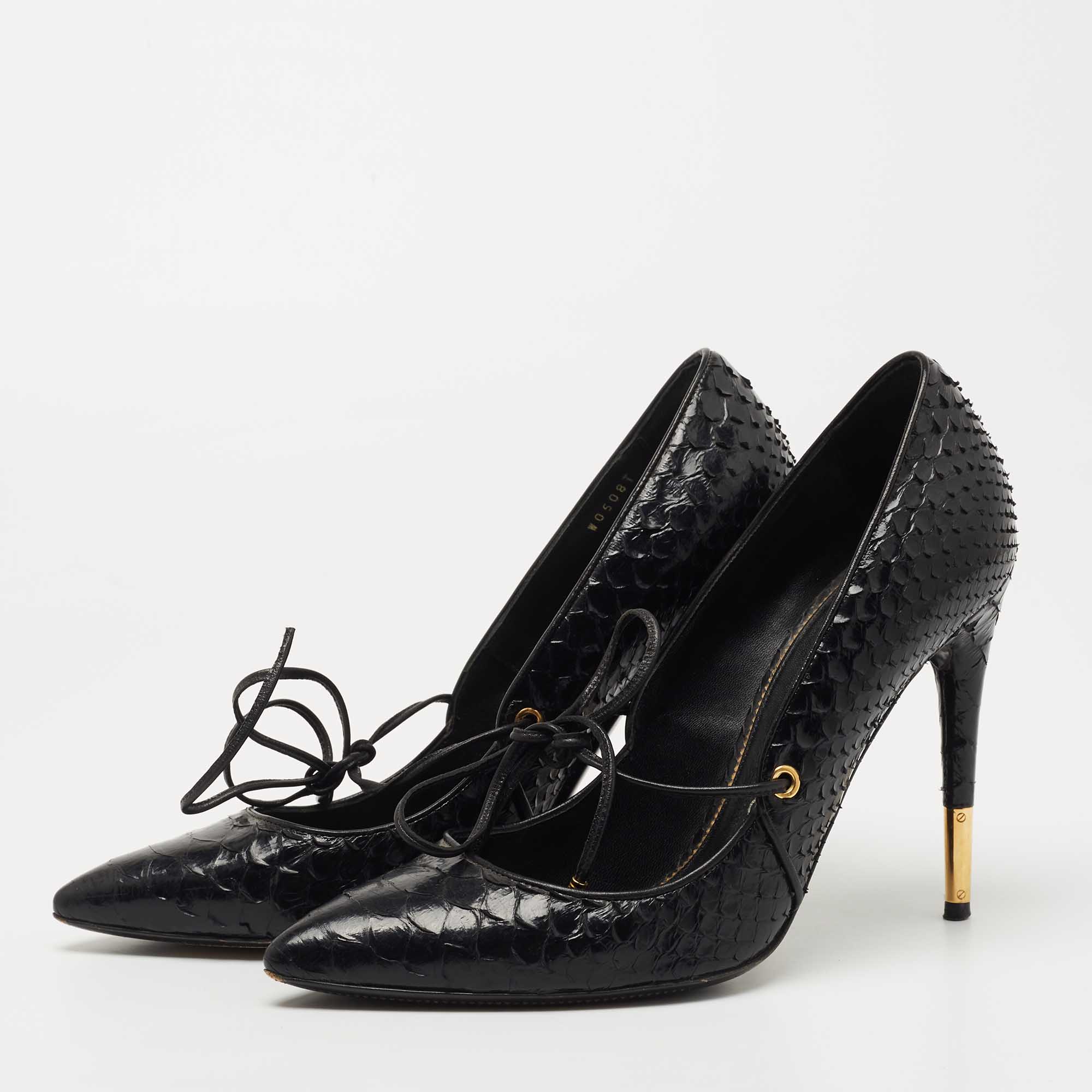 

Tom Ford Black Python Mary Jane Pumps Size