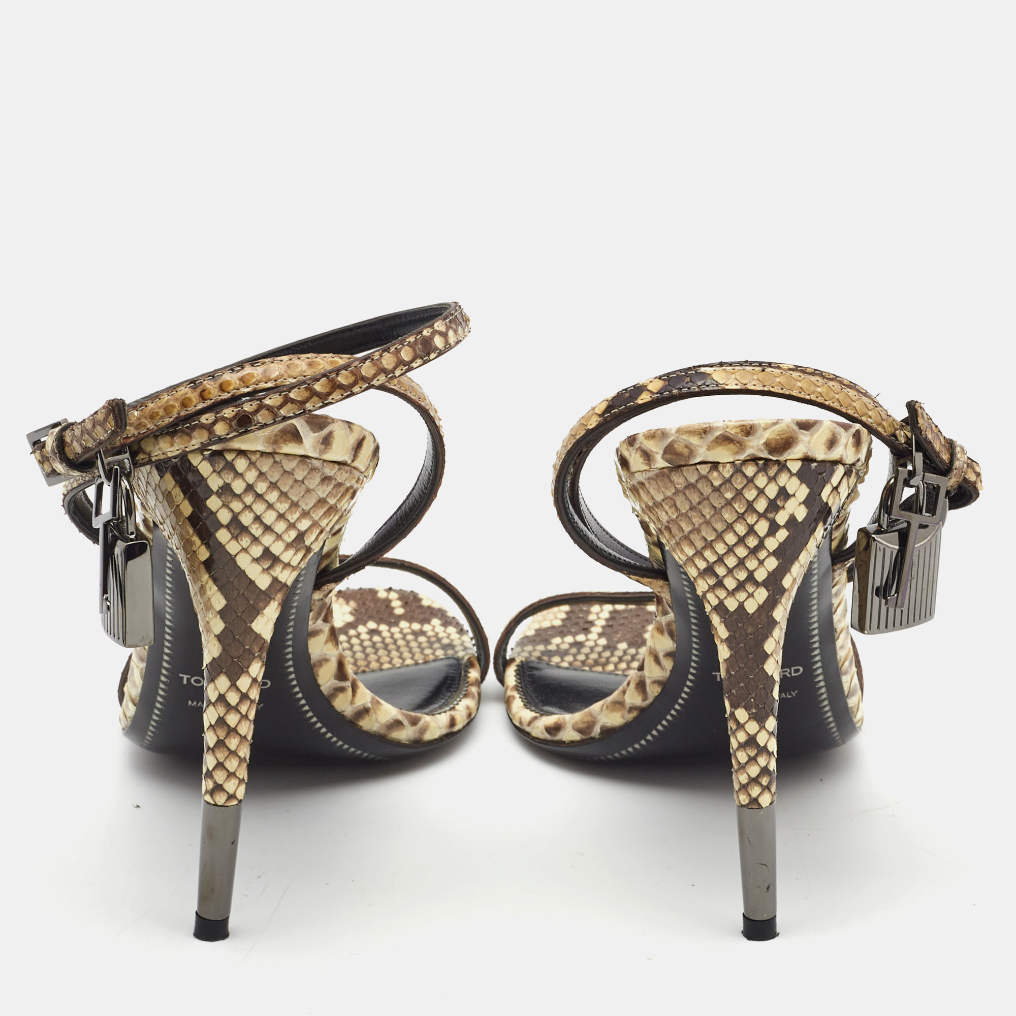 Tom Ford Cream/Brown Python Padlock Sandals Size 40 Tom Ford | TLC