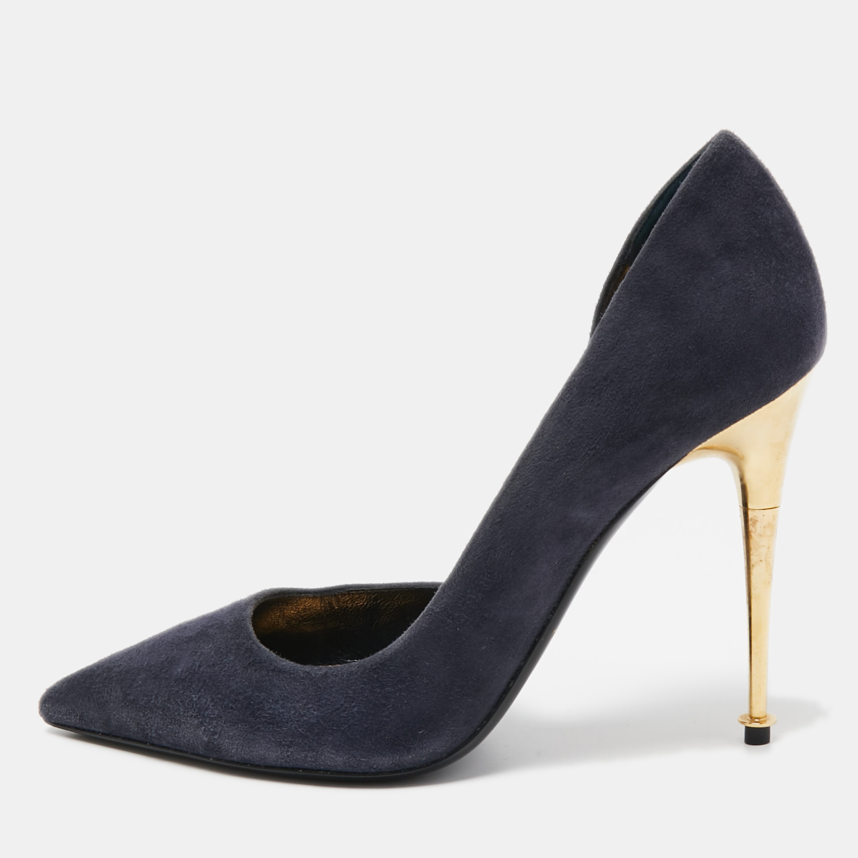

Tom Ford Navy Blue Suede Pointed Toe Dorsay Pumps Size