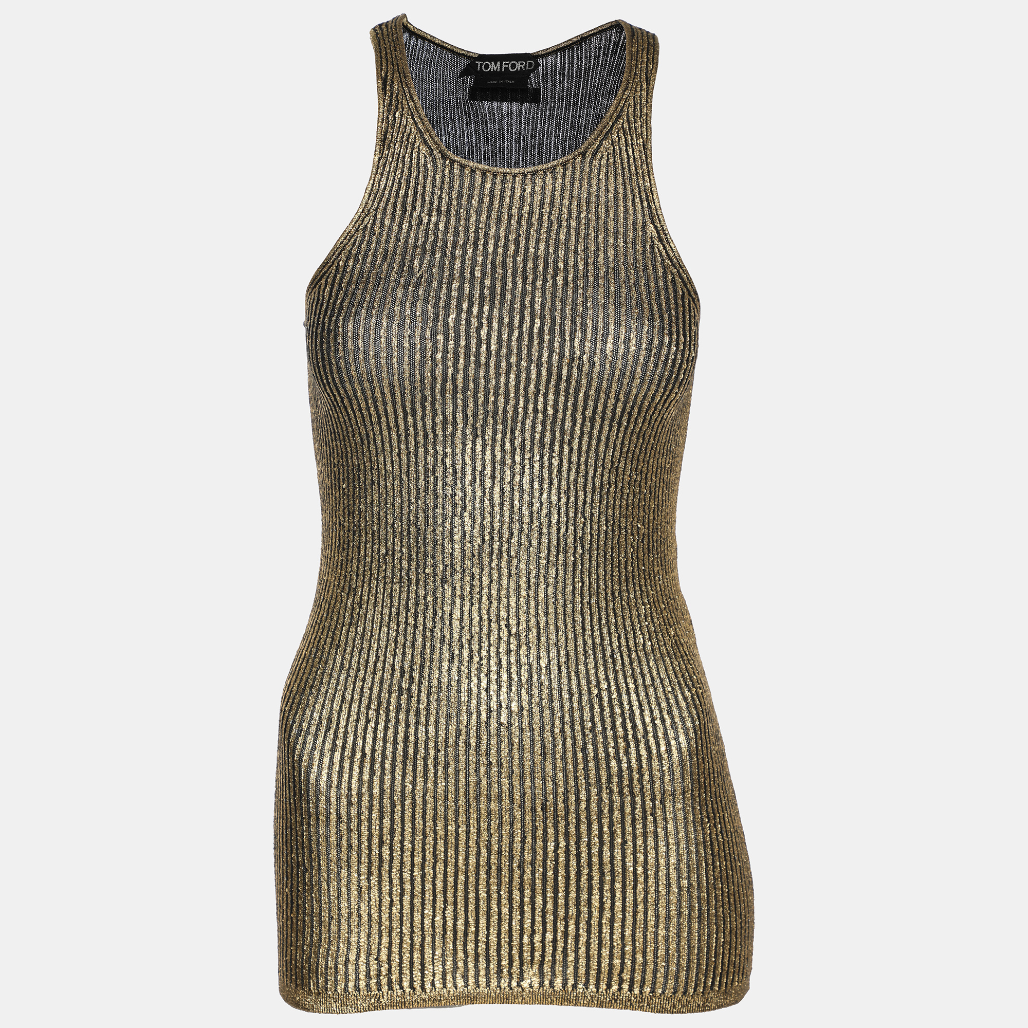 

Tom Ford Gold Rib Knit Tank Top XS