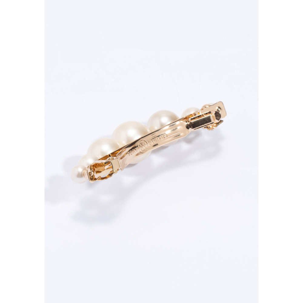 

Tory Burch Gold Logo Pearl Hair Clip