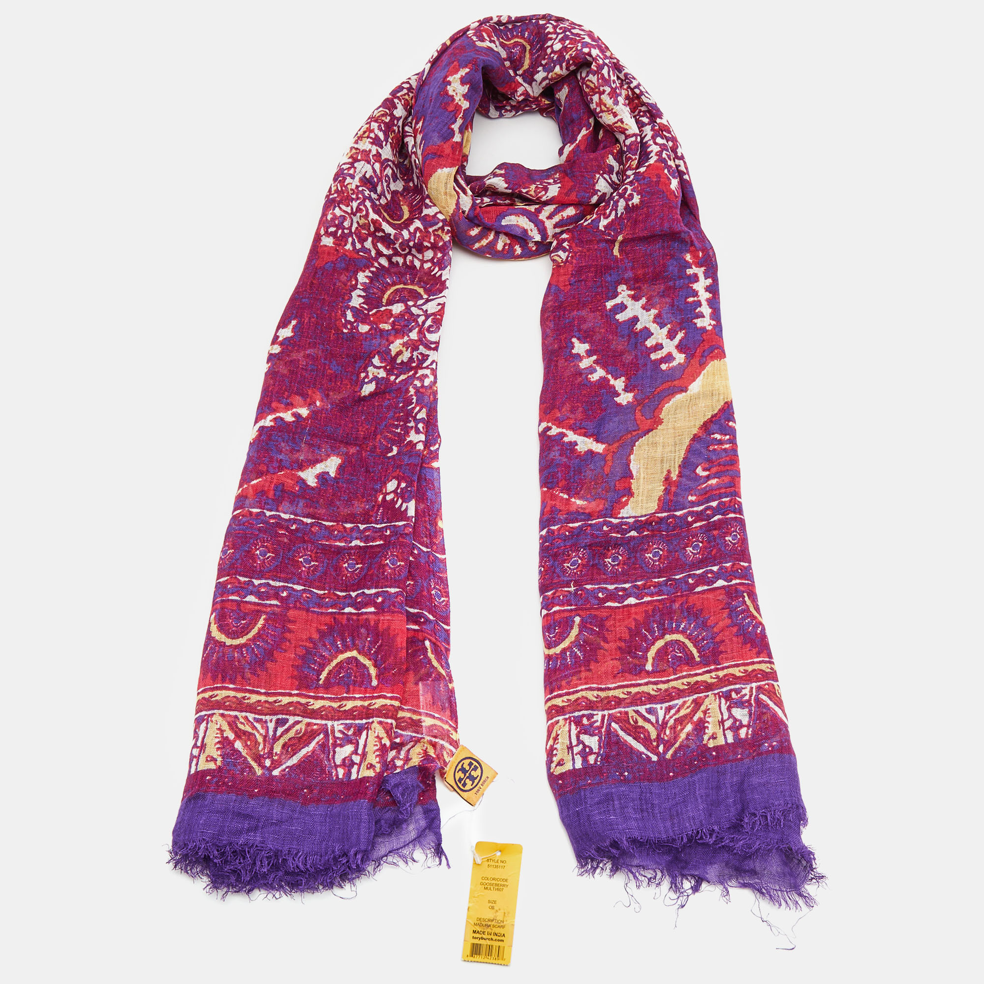 

Tory Burch Multicolor Printed Linen & Modal Shawl