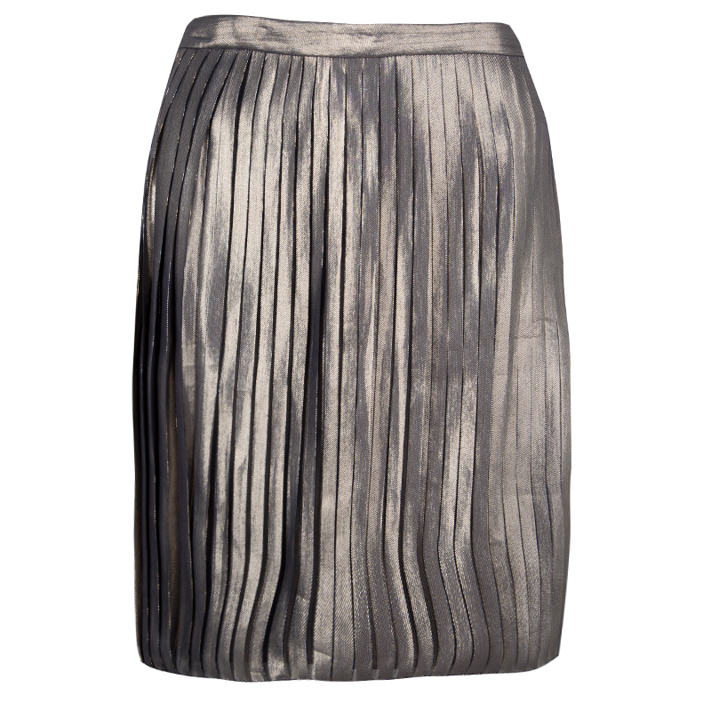 Pre Owned Tory Burch Metallic Pleated Audra Skirt S