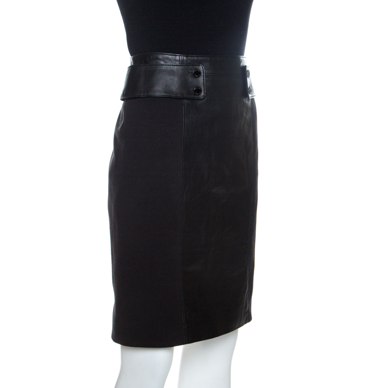 

Tory Burch Black Leather Madison Pencil Skirt