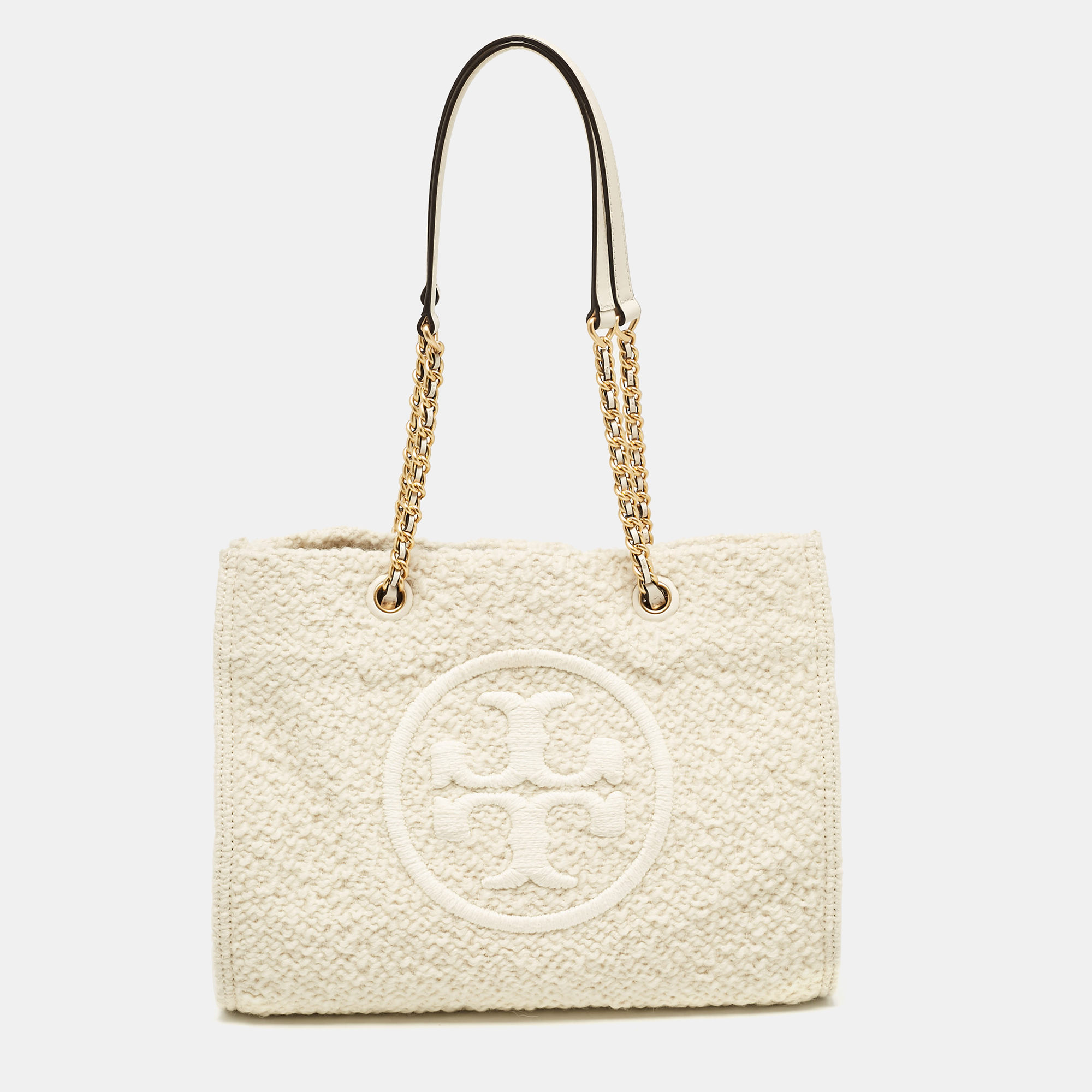 

Tory Burch Cream Tweed Ella Boucle Chain Tote