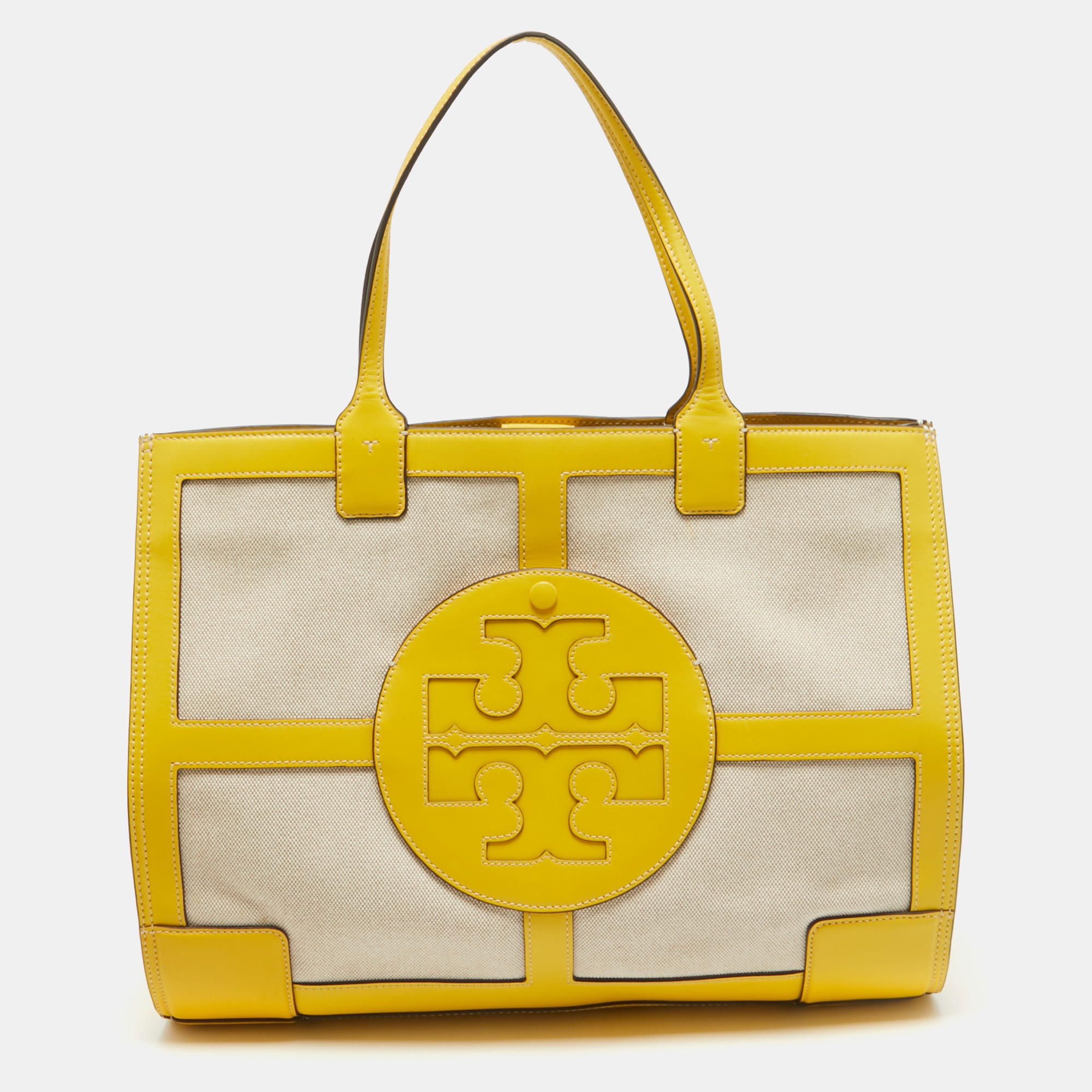 

Tory Burch Yellow/Natural Canvas and Leather  Ella Tote