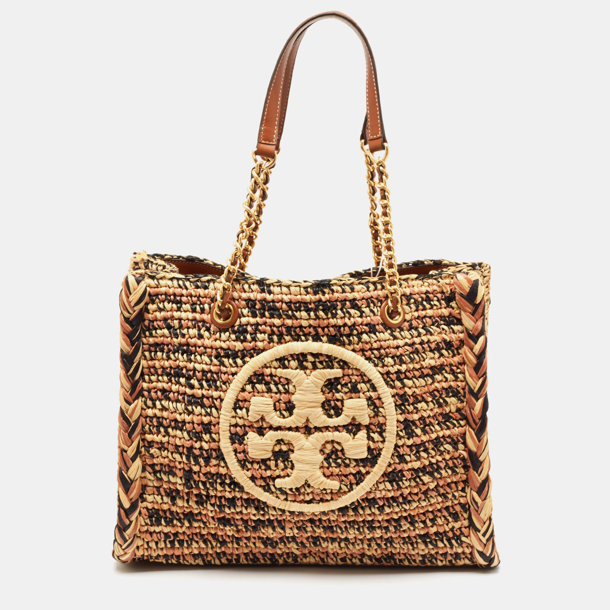 

Tory Burch Multicolor Raffia  Ella Chain Tote