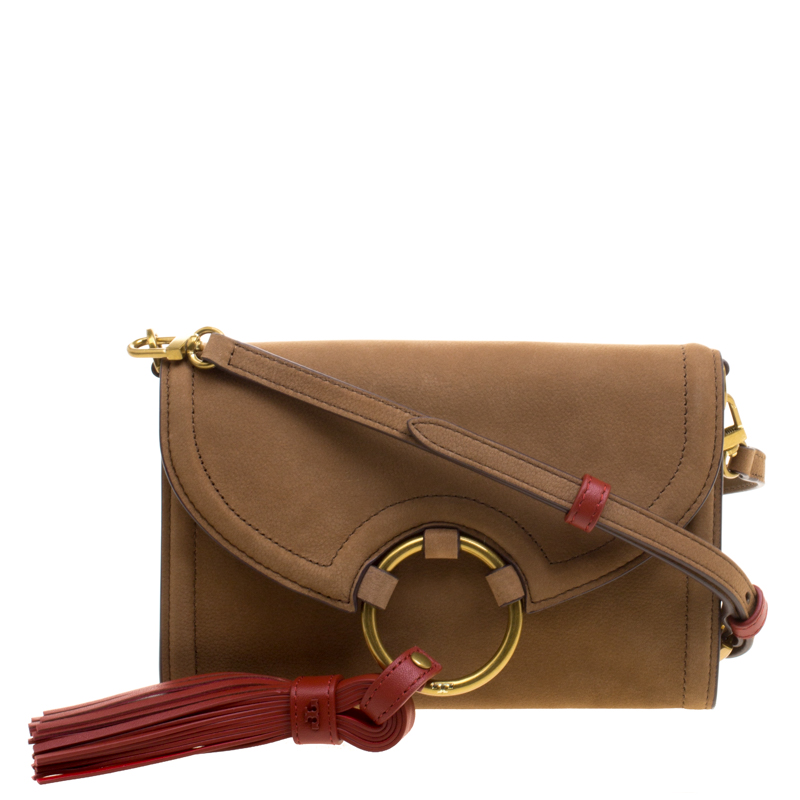 Tory Burch Brown Nubuck Leather Tassel Crossbody Bag Tory Burch TLC