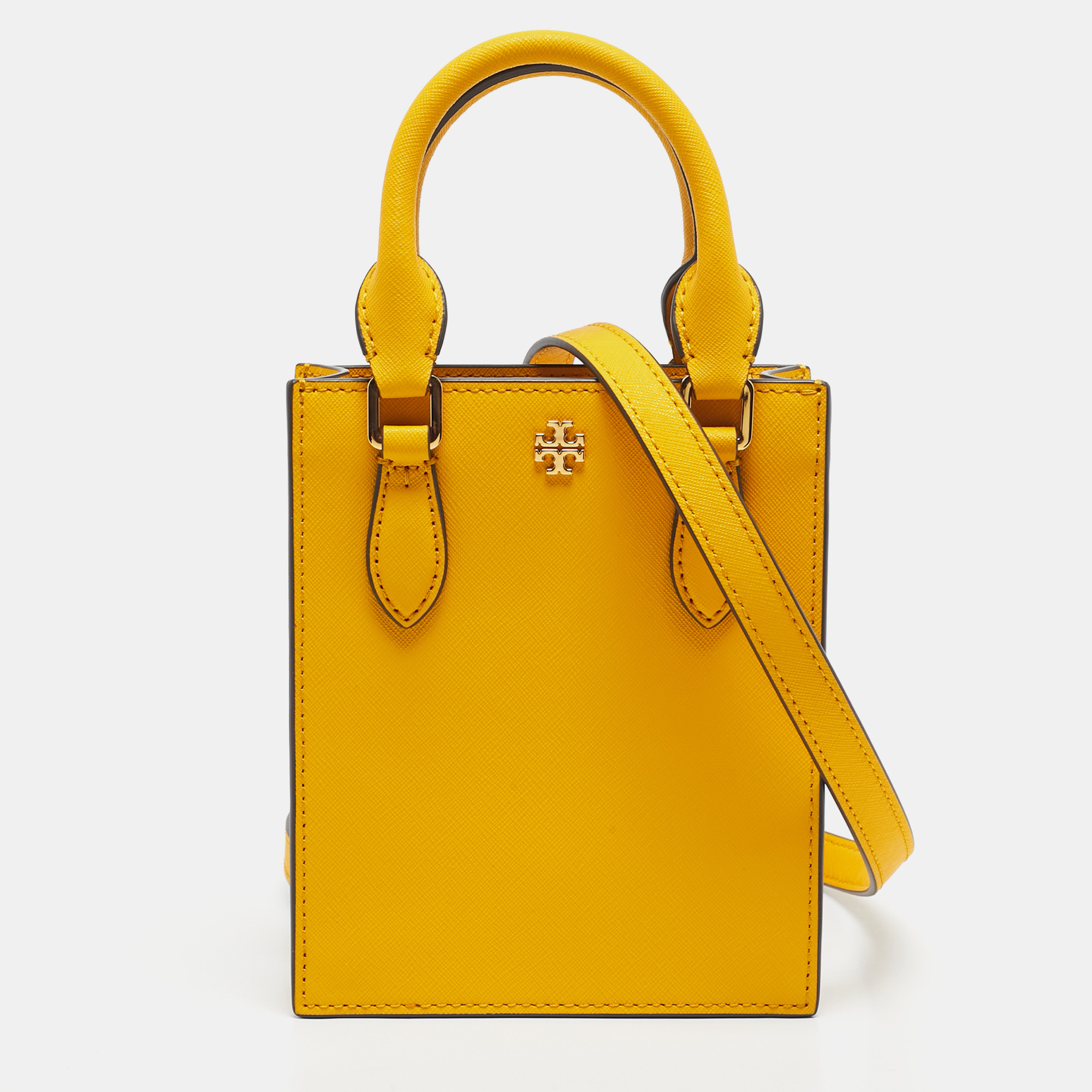 

Tory Burch Mustard Leather Mini Emerson Shopper Tote, Yellow
