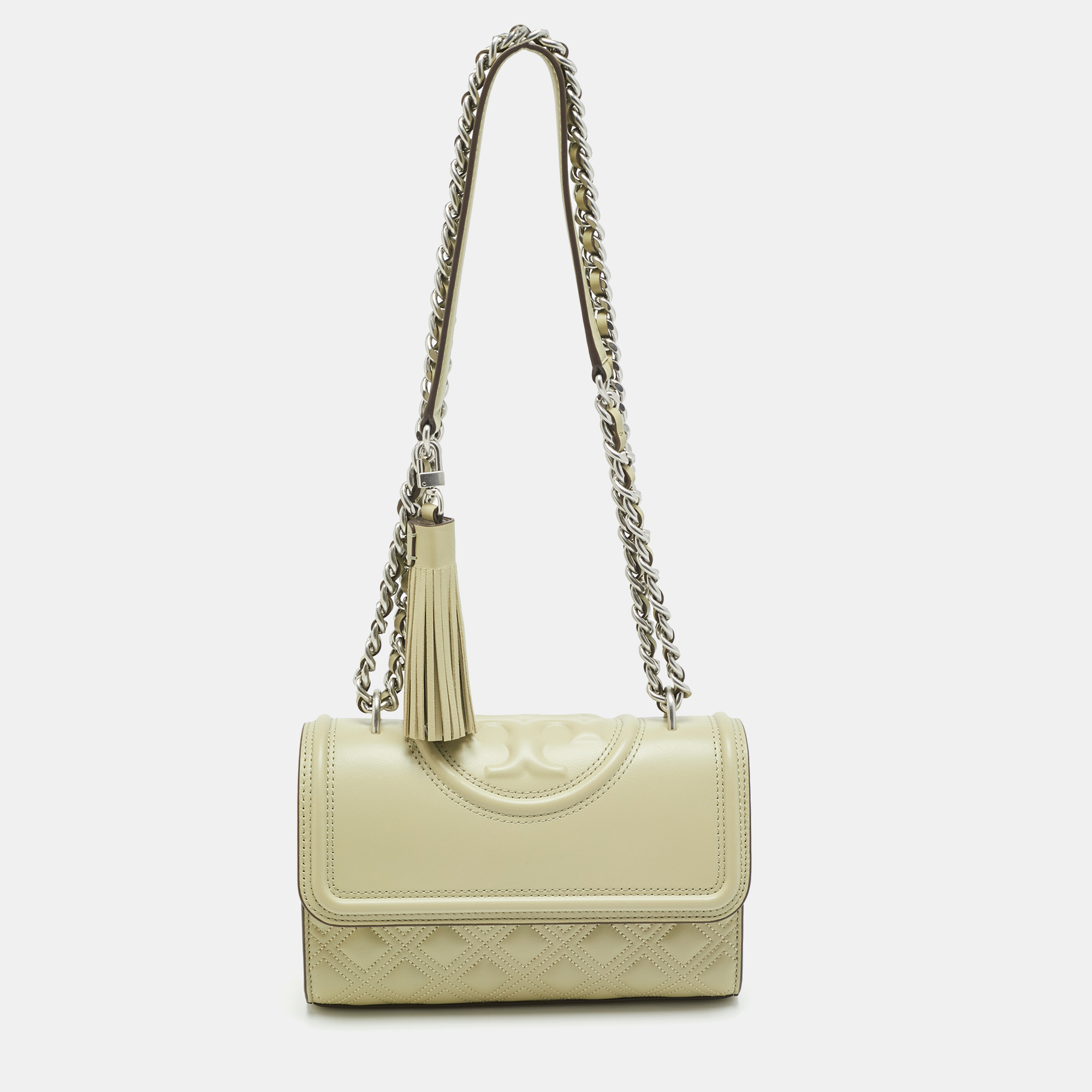 

Tory Burch Fleming Small Olive Green Leather Shoulder Bag