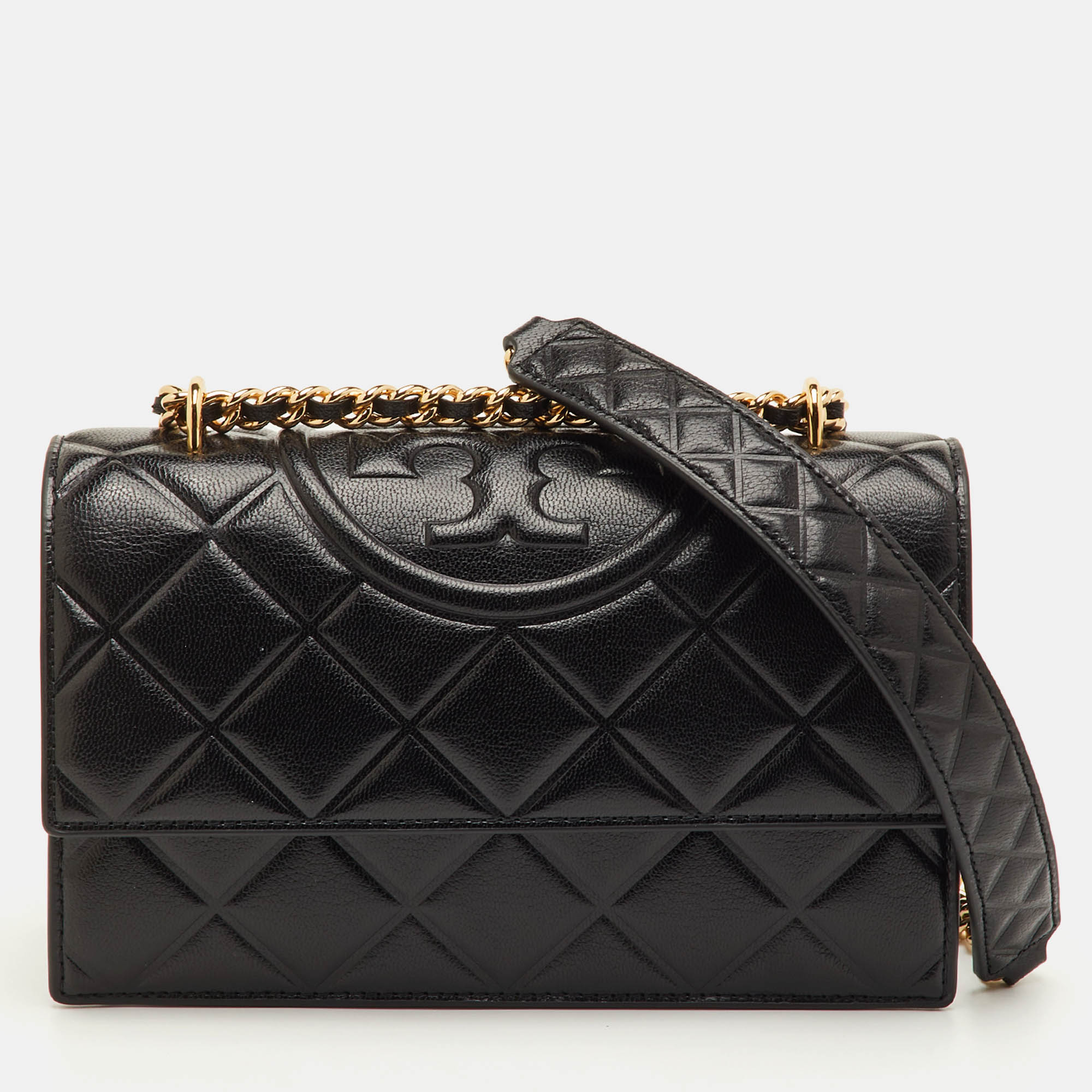 

Tory Burch Fleming  Black Leather Convertible Shoulder Bag