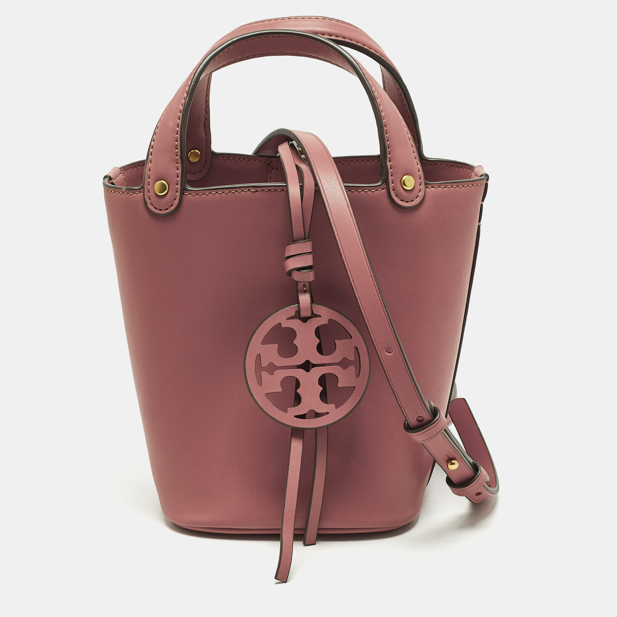 

Tory Burch Miller Mini Dark Pink Leather Bucket Bag
