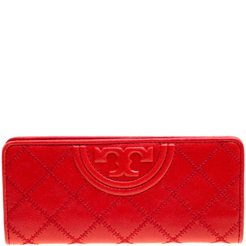 Tory Burch Red Distressed Leather Fleming Slim Envelope Wallet Tory Burch |  TLC