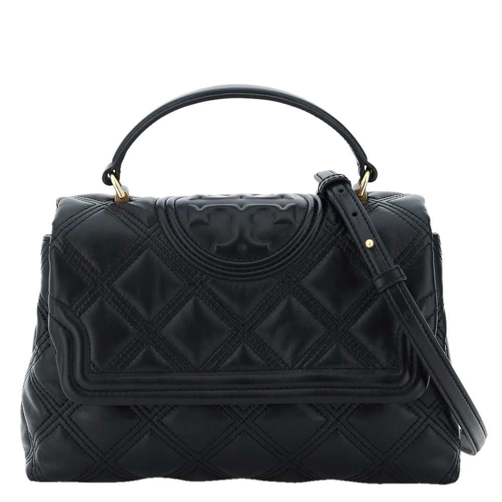 Tory Burch Black Fleming Leather Soft Quilted Top Handle Bag Tory Burch |  TLC