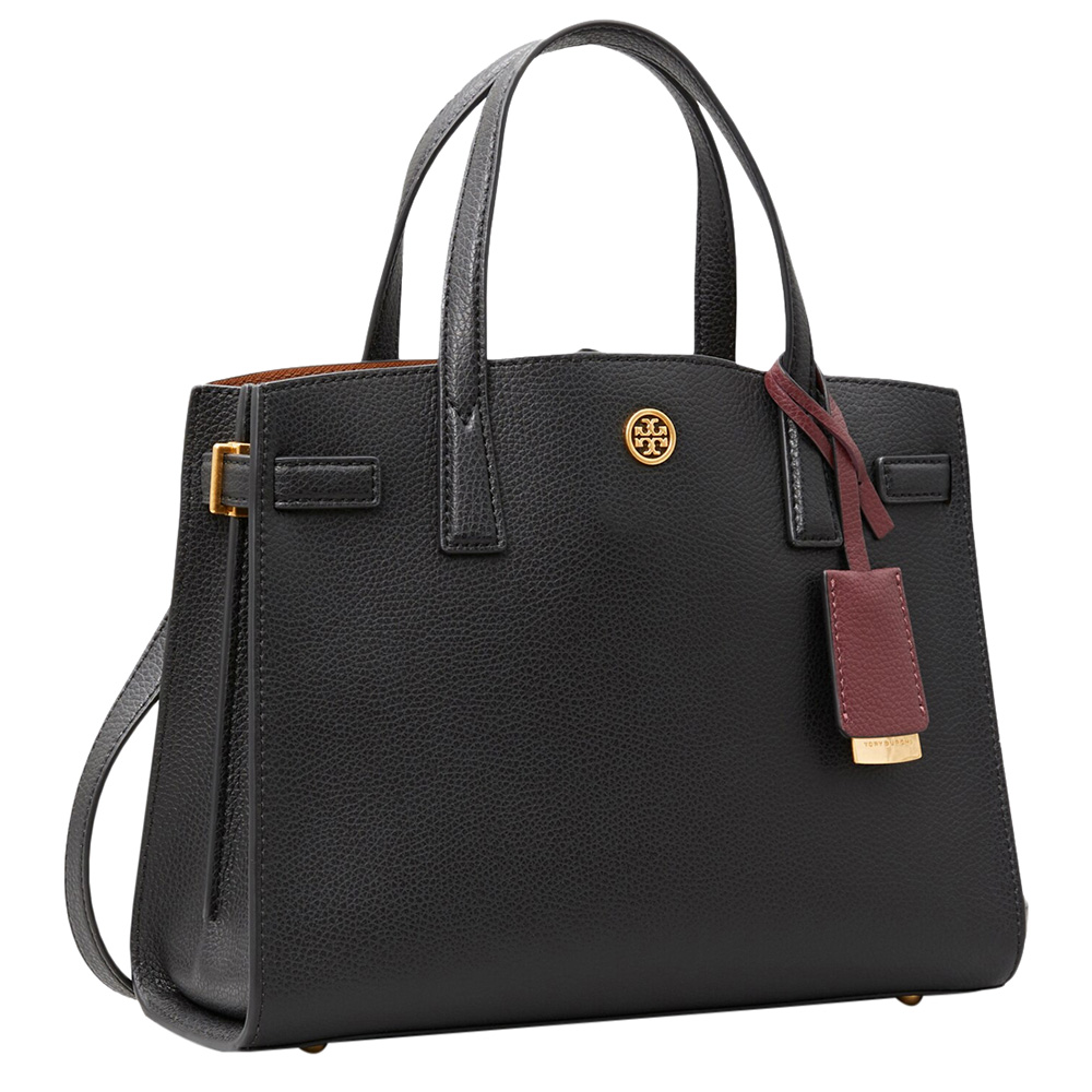 

Tory Burch Black Leather Walker Small Tote Bag