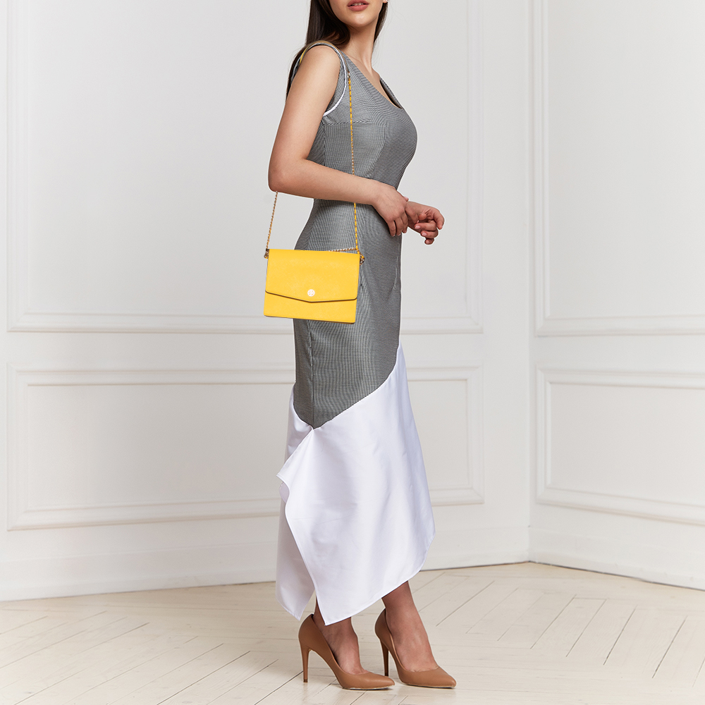 

Tory Burch Yellow Leather Robinson Shoulder Bag