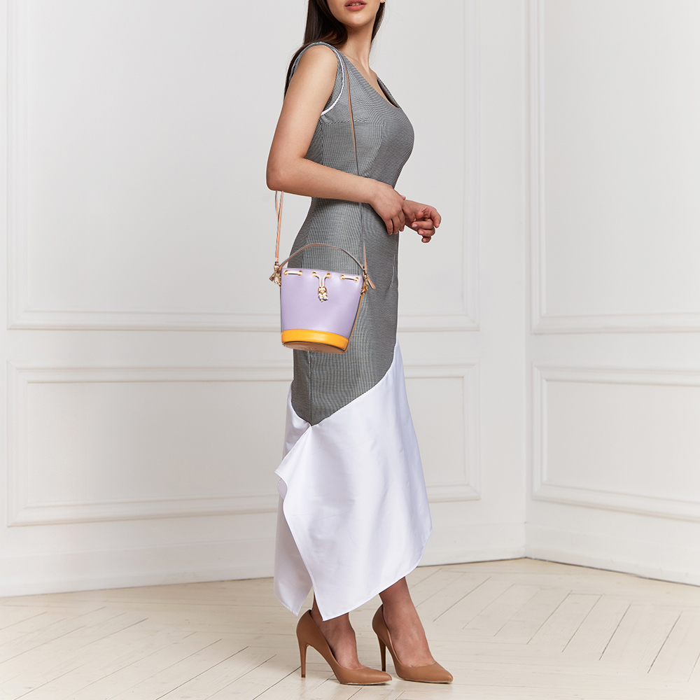 

Tory Burch Multicolor Leather Mini Colorblocked Bucket Bag