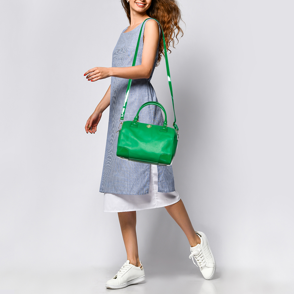 

Tory Burch Green Leather Robinson Boston Bag