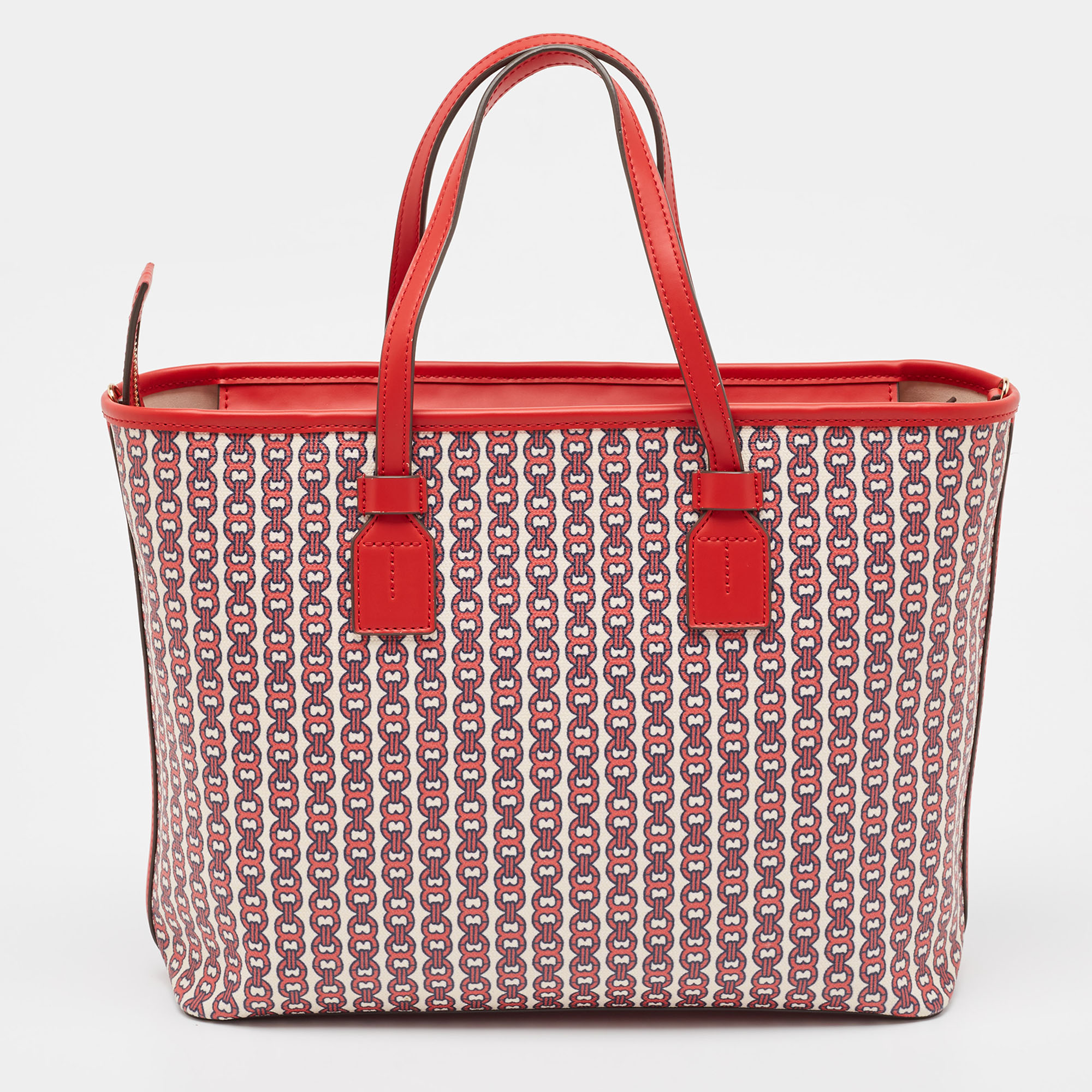 Tory Burch Red Coated Canvas Gemini Link Tote Tory Burch