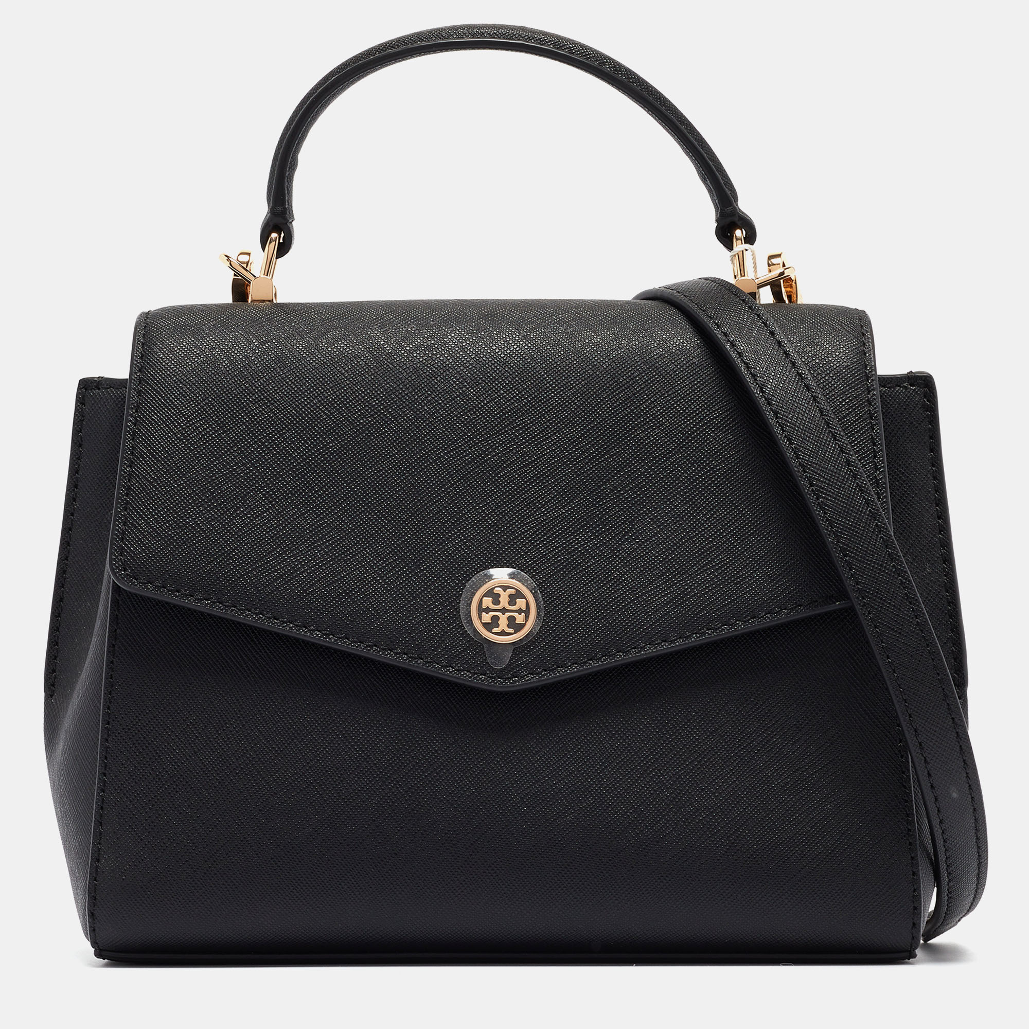 Pre-owned Tory Burch Black Leather Small Robinson Top Handle Bag