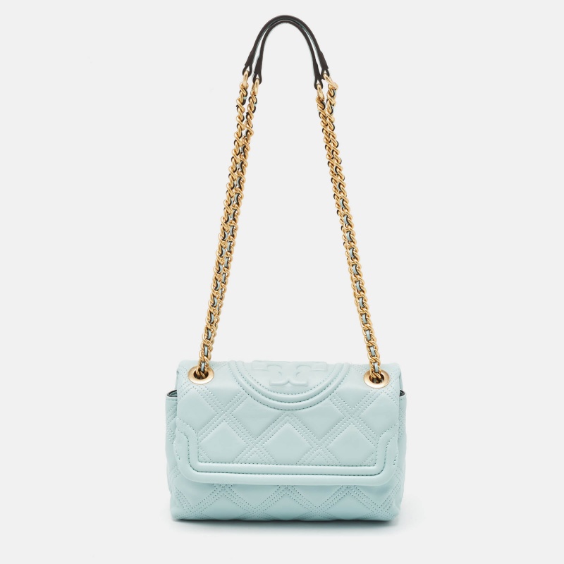 

Tory Burch Light Blue Leather Small Fleming Shoulder Bag