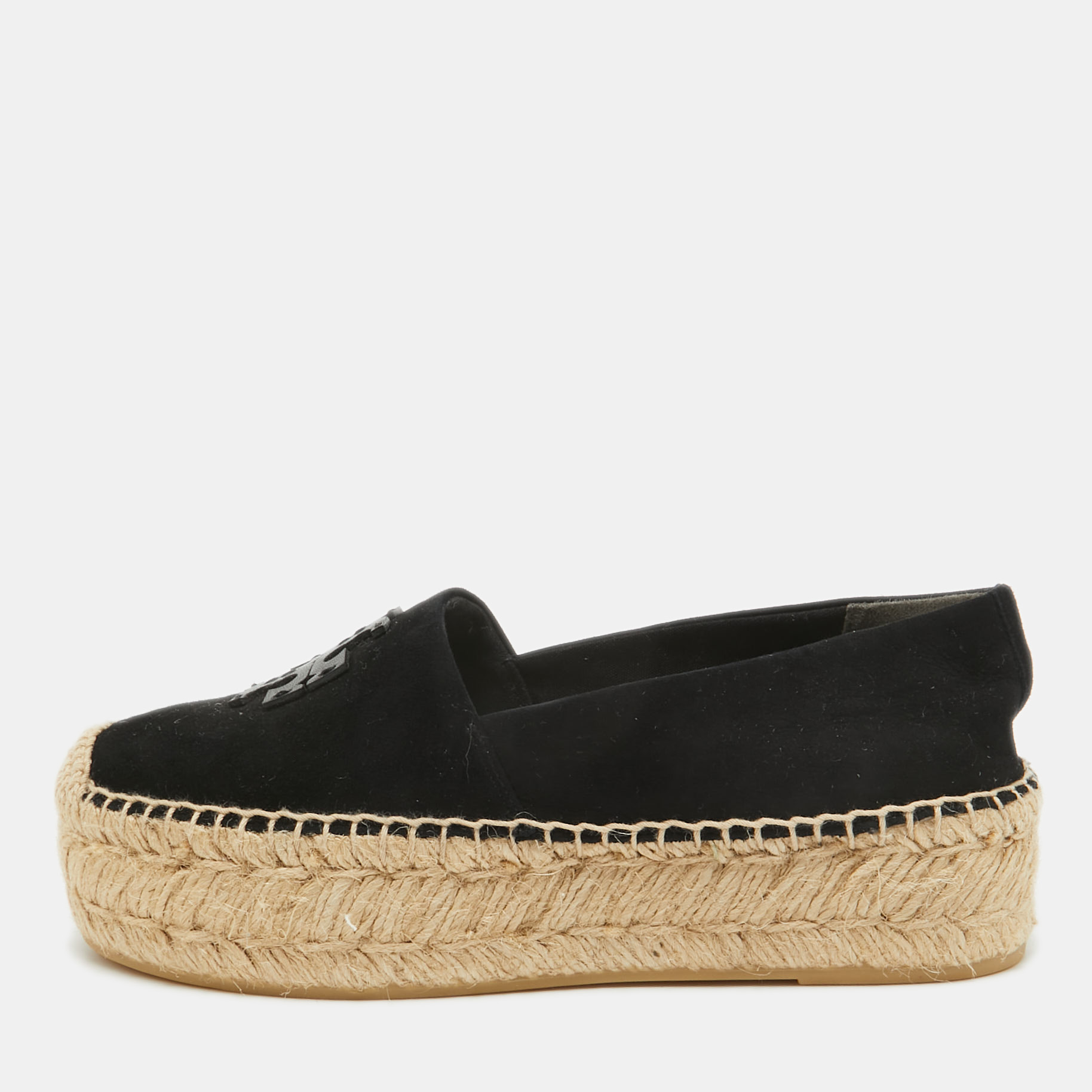 

Tory Burch Black Suede Platform Espadrilles Size 36.5