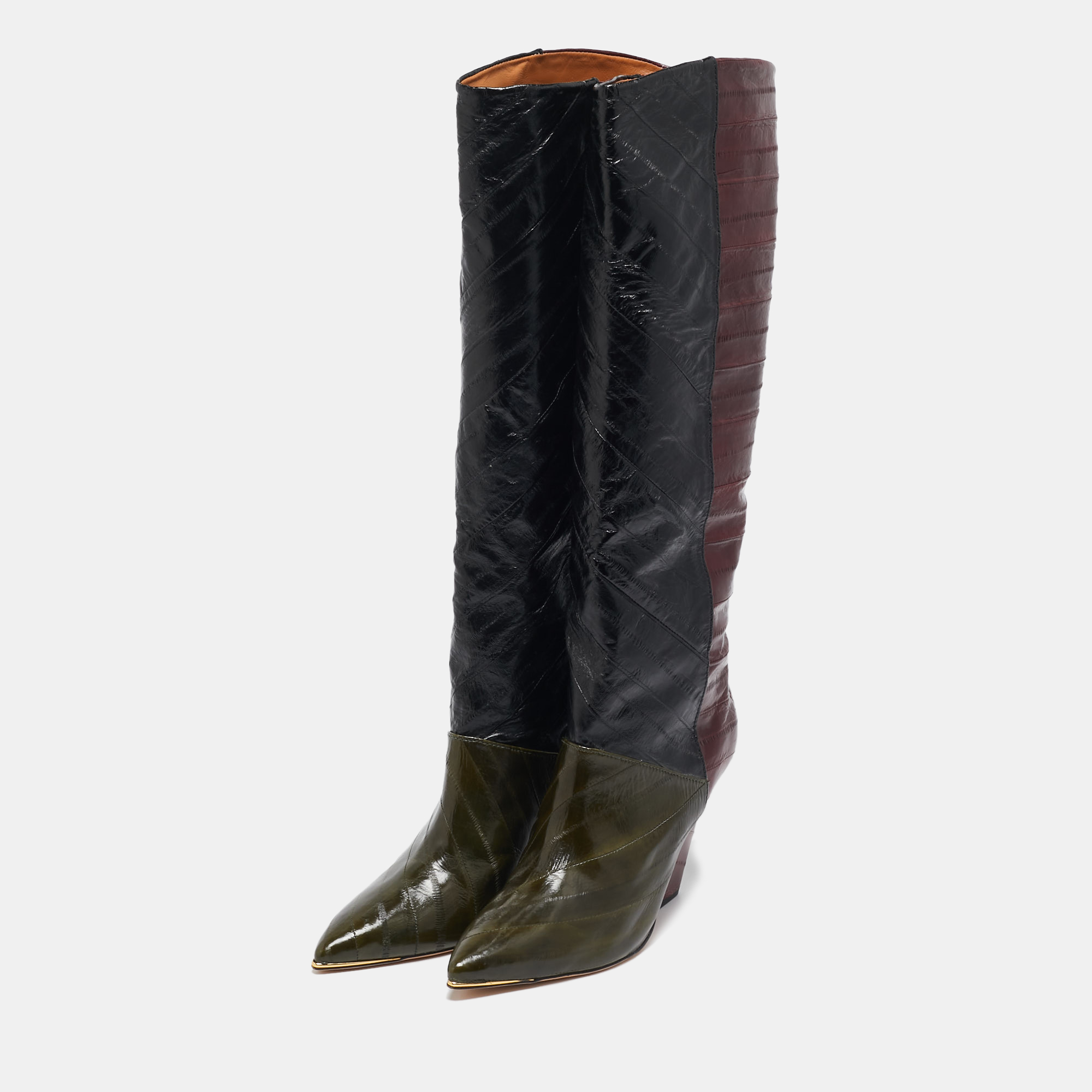 Tory Burch Multicolor Eel Leather Knee Length Boots Size 40 