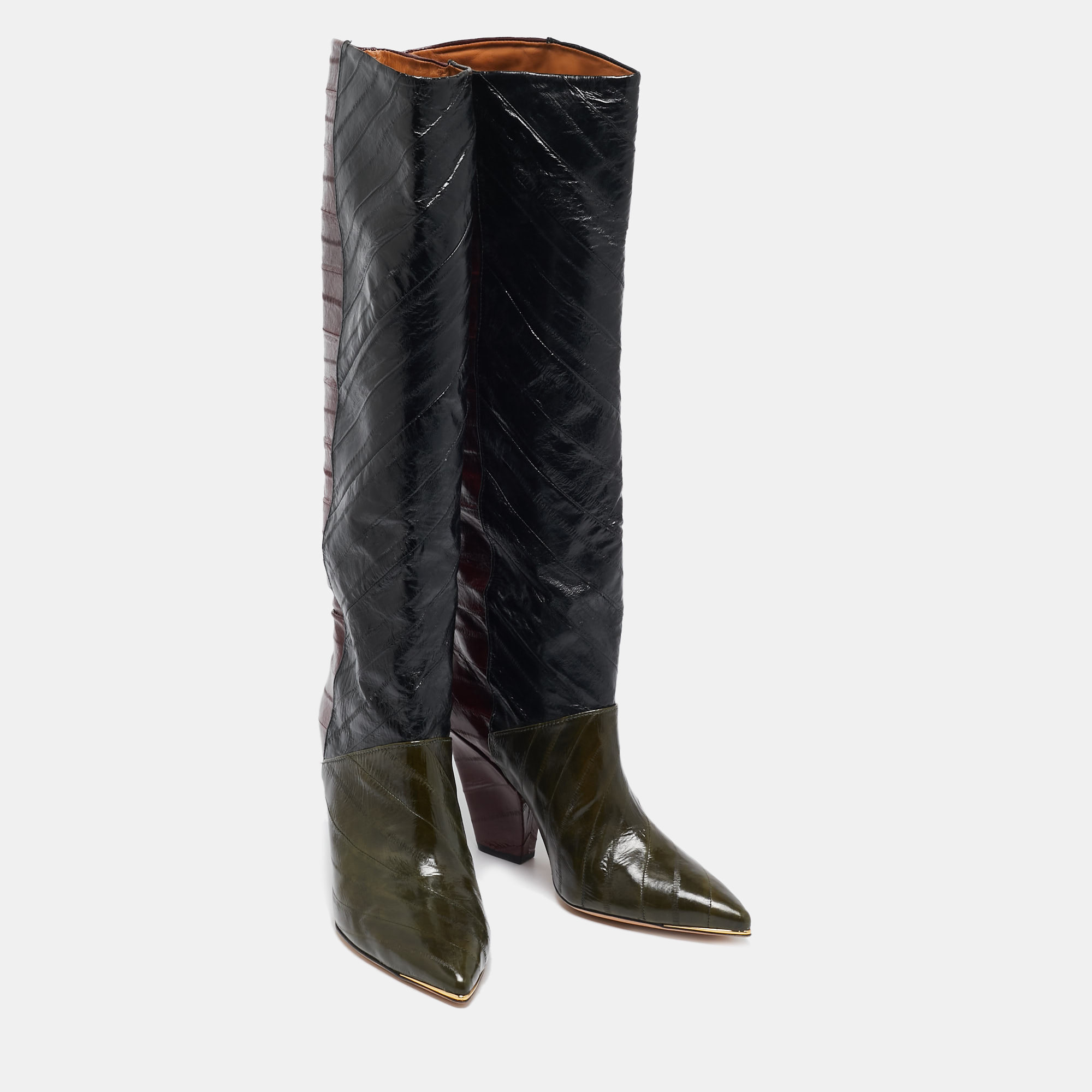 Tory Burch Multicolor Eel Leather Knee Length Boots Size 40 