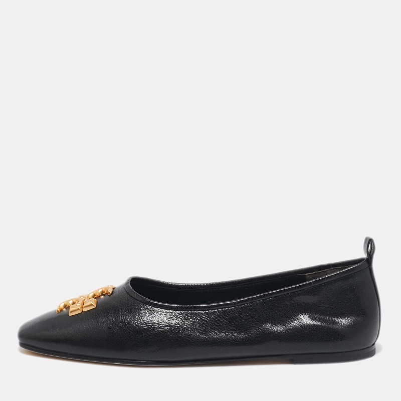 

Tory Burch Black Leather Eleanor Ballet Flats Size 40.5