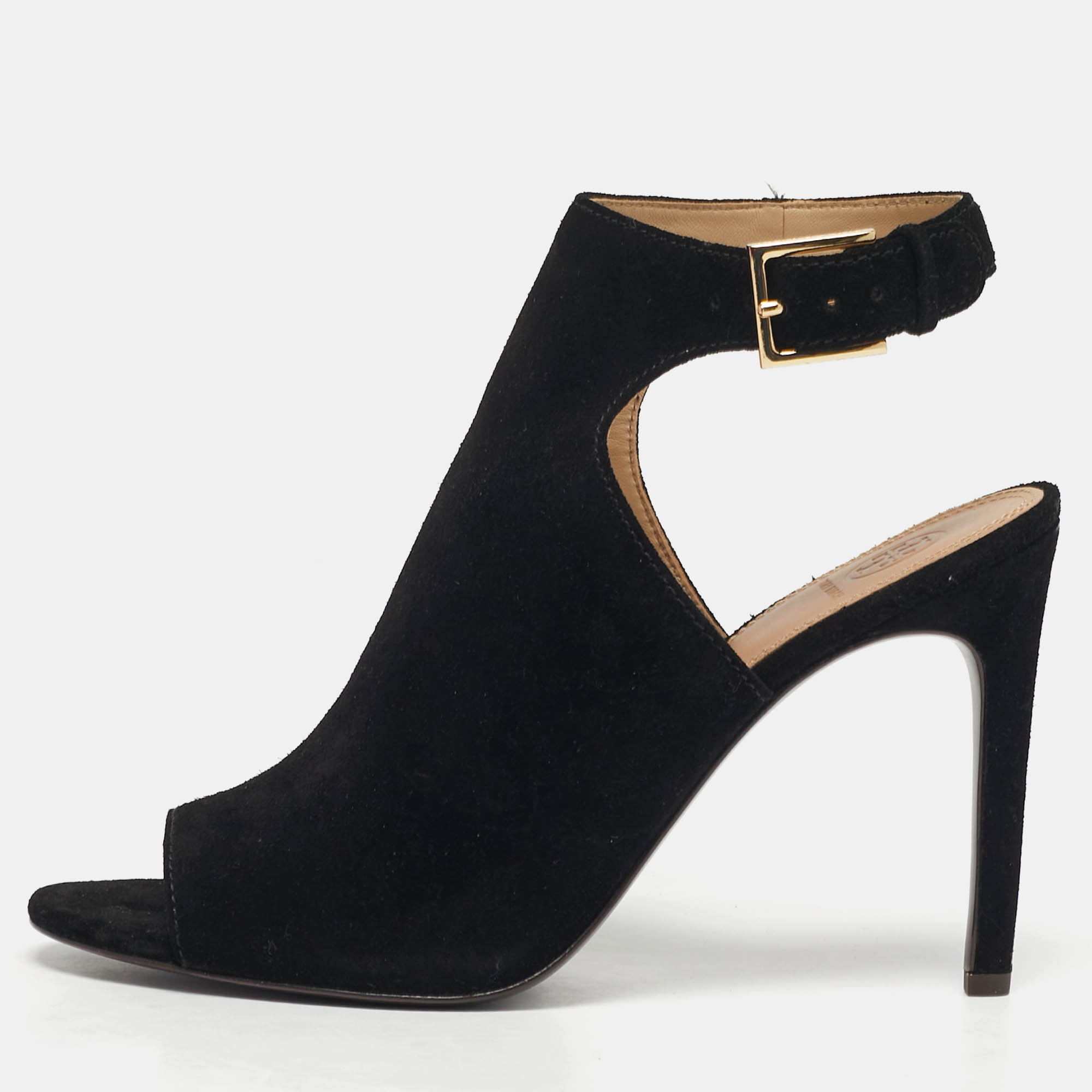 

Tory Burch Brittania 100 MM Size 40 Black Suede Ankle Strap Sandals