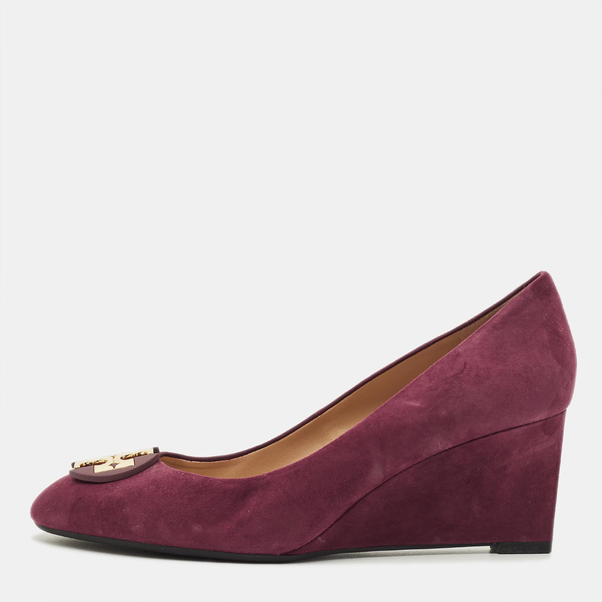 

Tory Burch Luna Size 39.5 Burgundy Suede Wedge Pumps