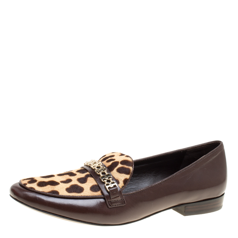 Tory Burch Brown Leather and Leopard 