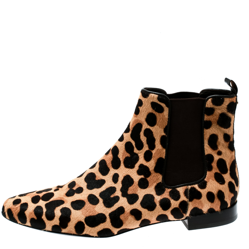 

Tory Burch Brown Leopard Print Calf Hair Orsay Ankle Boots Size