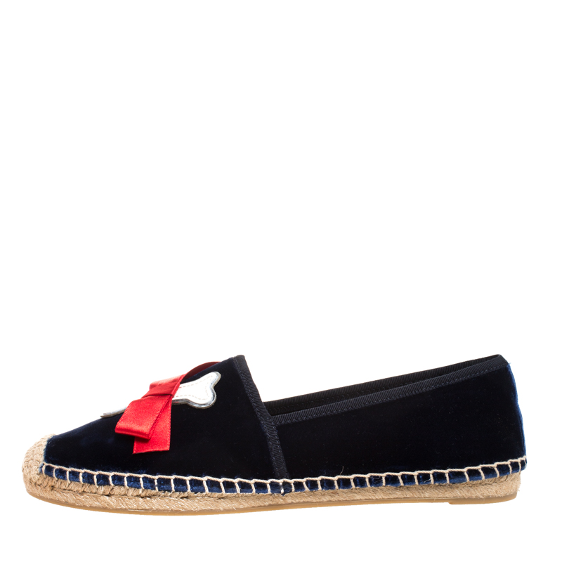 

Tory Burch Blue Velvet Barkley Flat Espadrilles Size