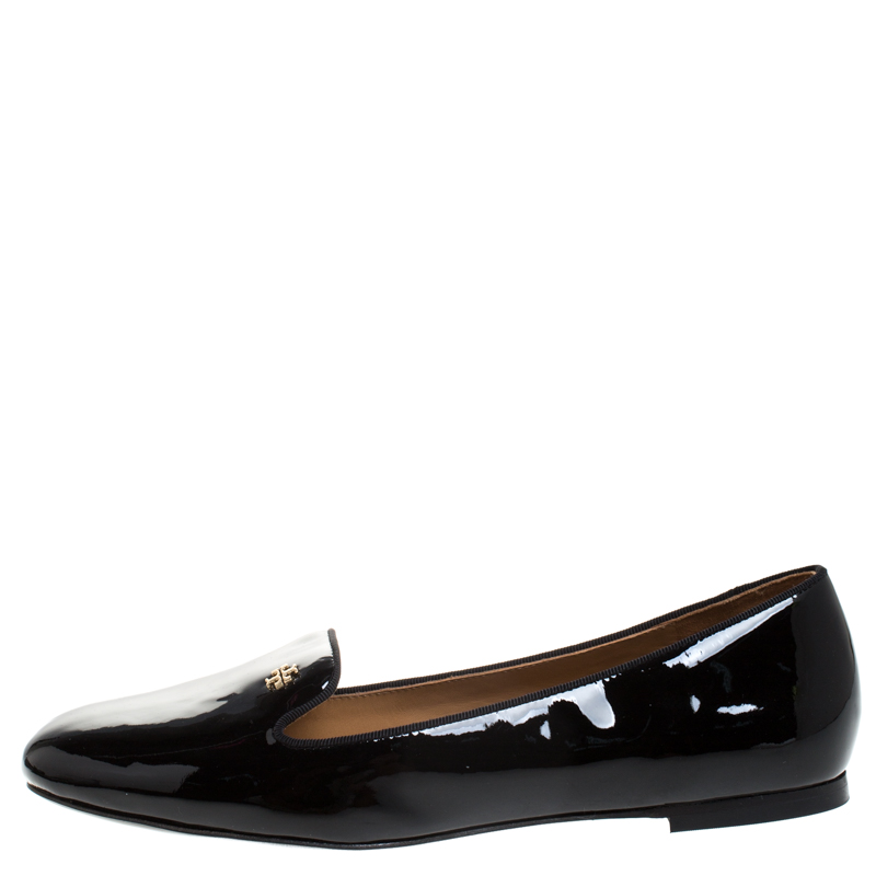 

Tory Burch Black Patent Leather Samantha Smoking Slippers Size