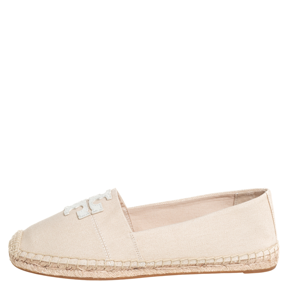 

Tory Burch Cream Canvas Weston Flat Espadrilles Size