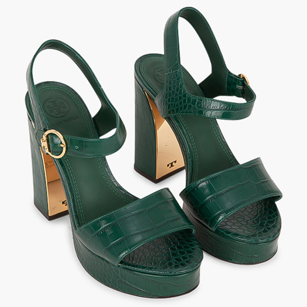 

Tory Burch Green Leather Martine Platform Sandals Size EU