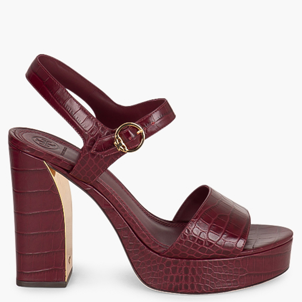 مملوكة مسبقًا Tory Burch Red Leather Martine Platform Sandals Size EU 39