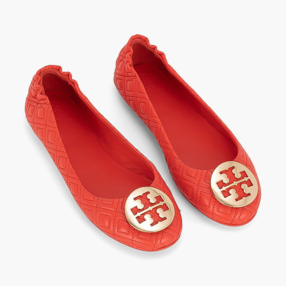 

Tory Burch Red Quilted Nappa Leather Mimie Ballet Flats Size EU