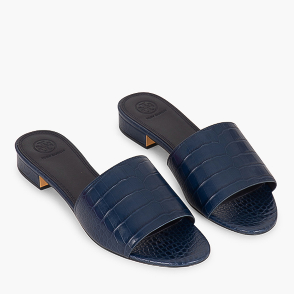 

Tory Burch Blue Leather Martine Slide-C Sandals Size EU