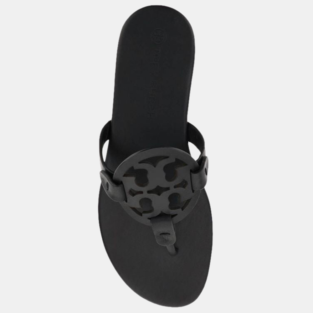 

Tory Burch Black Leather Logo Miller Thong Sandals Size US 7 EU