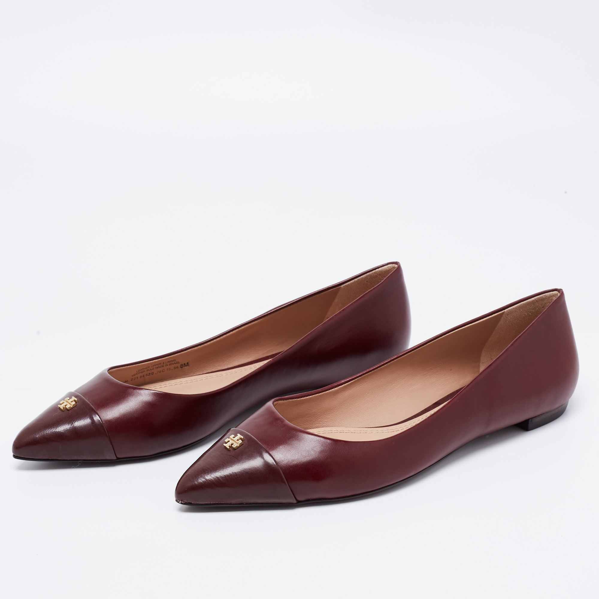 

Tory Burch Burgundy Leather Cap Toe Reva Ballet Flats Size