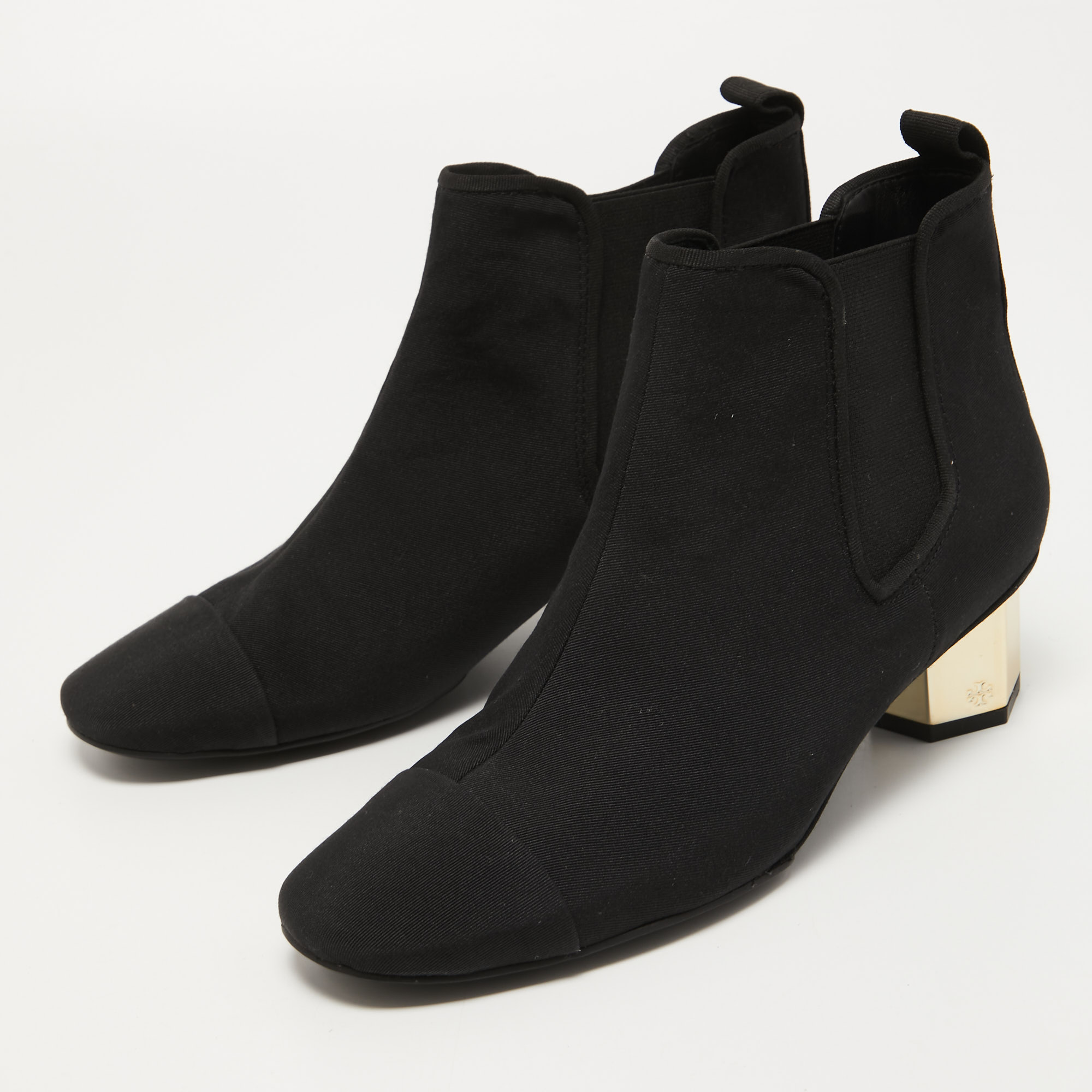 

Tory Burch Black Canvas Cap Toe Ankle Boots Size