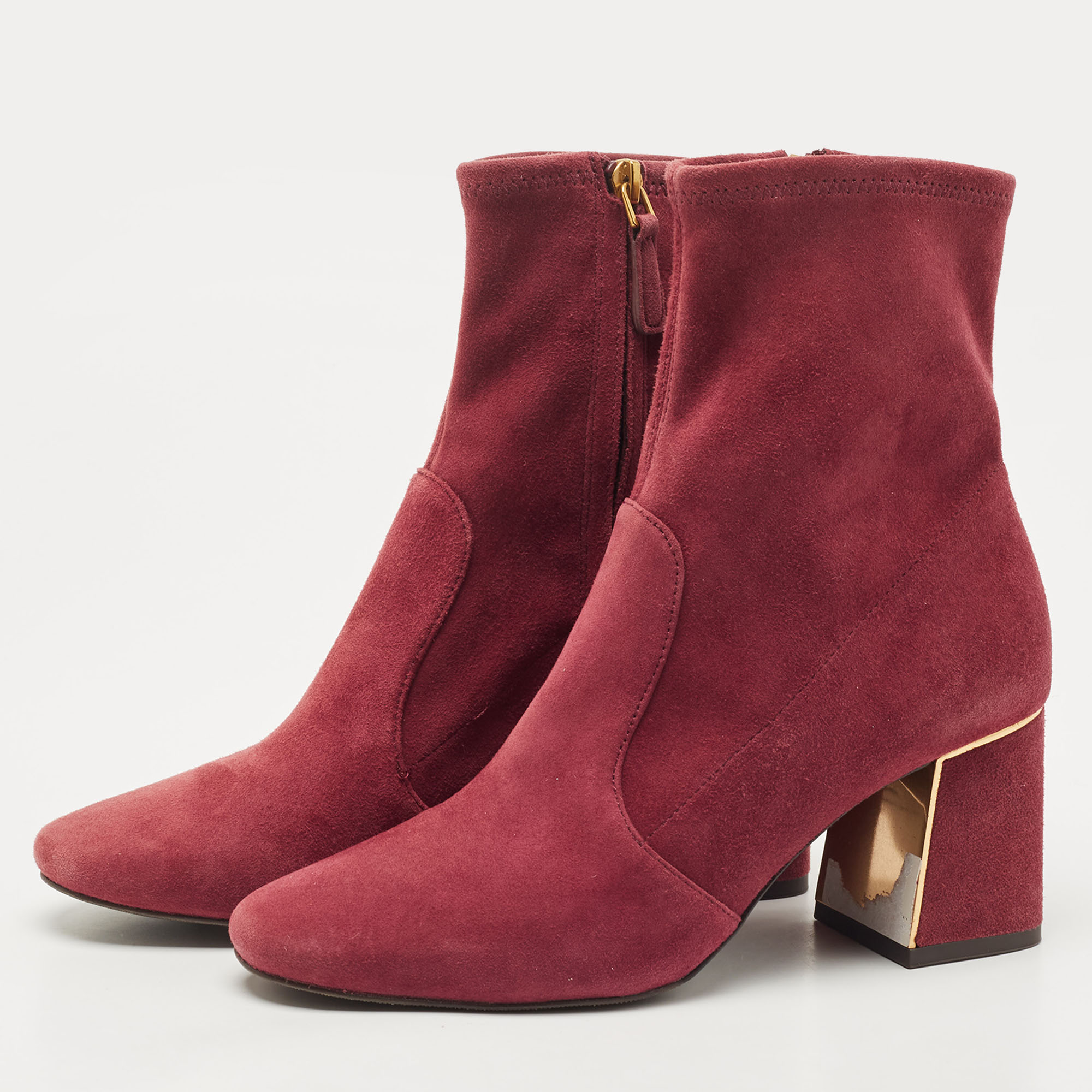 

Tory Burch Burgundy Suede Ankle Boots Size