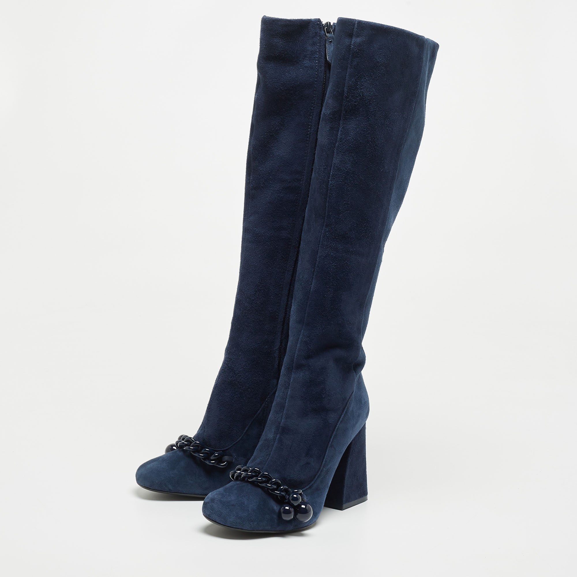 

Tory Burch Navy Blue Suede Knee Length Boots Size