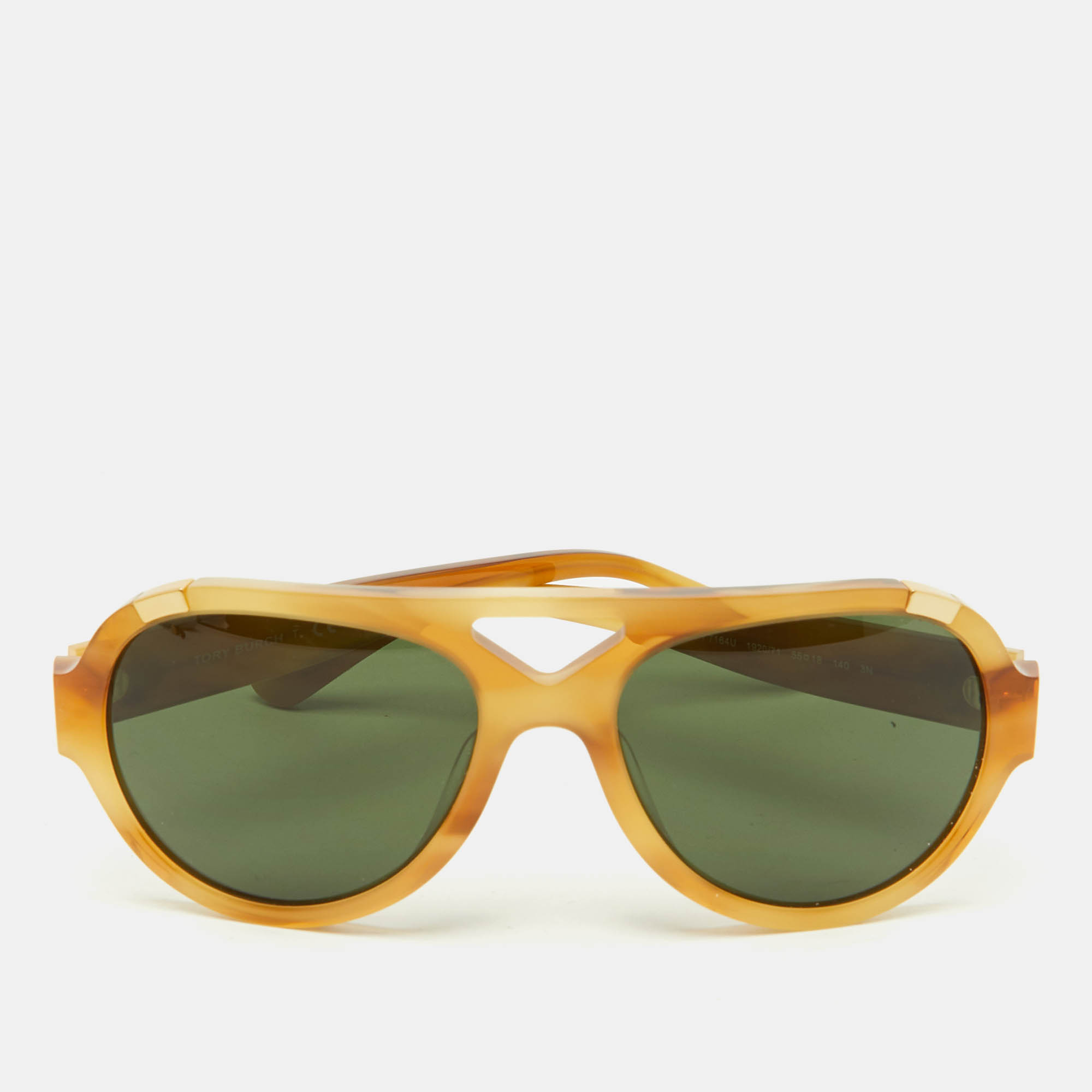 Pre-owned Tory Burch Brown/black Ty7164u Frame Aviator Sunglasses