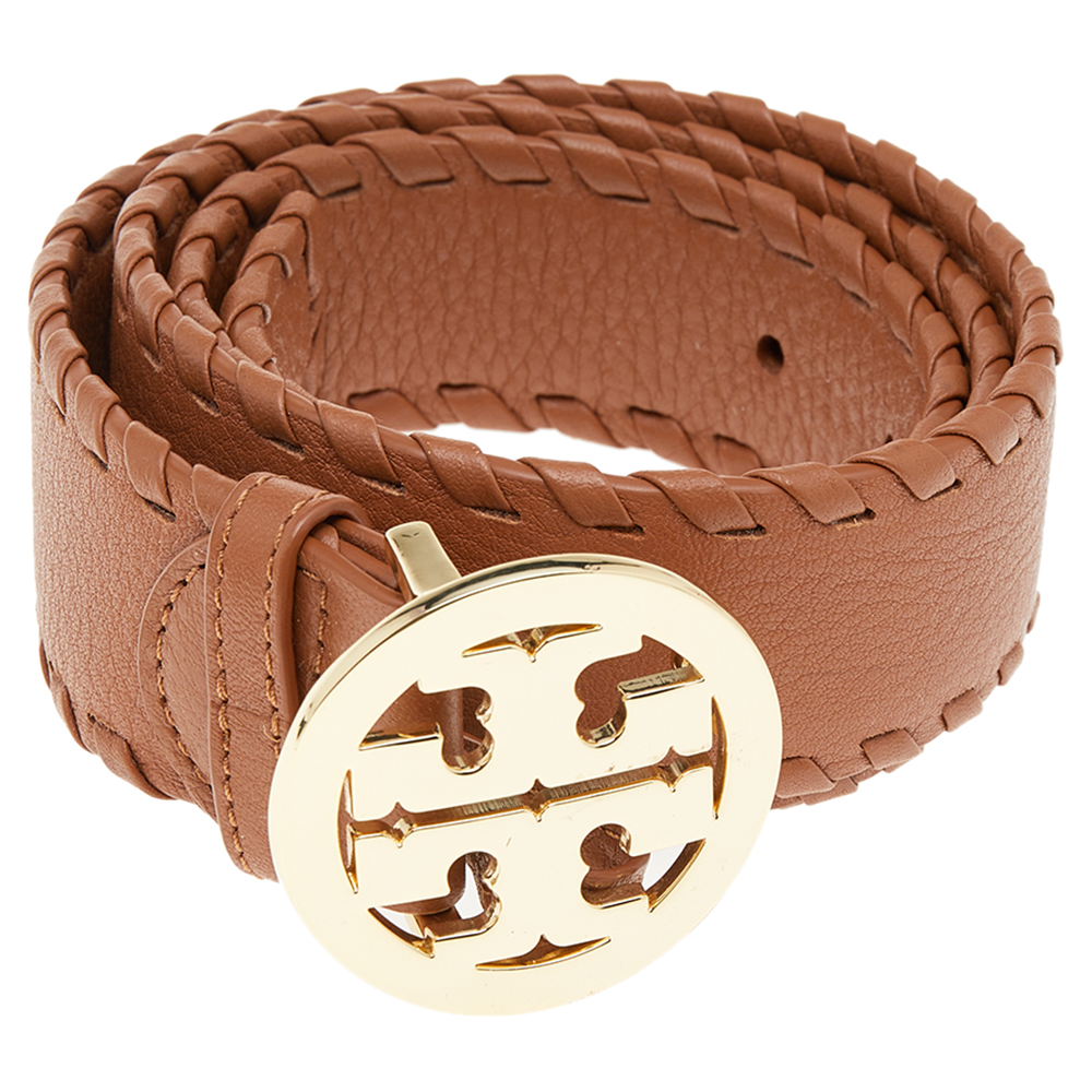 

Tory Burch Tan Leather Robinson Small Cut to Size Belt